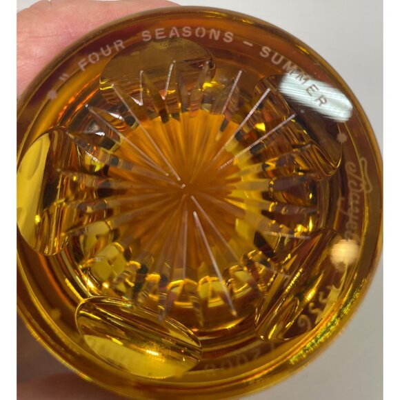 White Rose & Amber Crystal Paperweight By Eickholt Signed 2000 - Picture 7 of 9